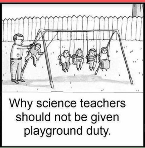 Newton's Cradle with children on swing set joke