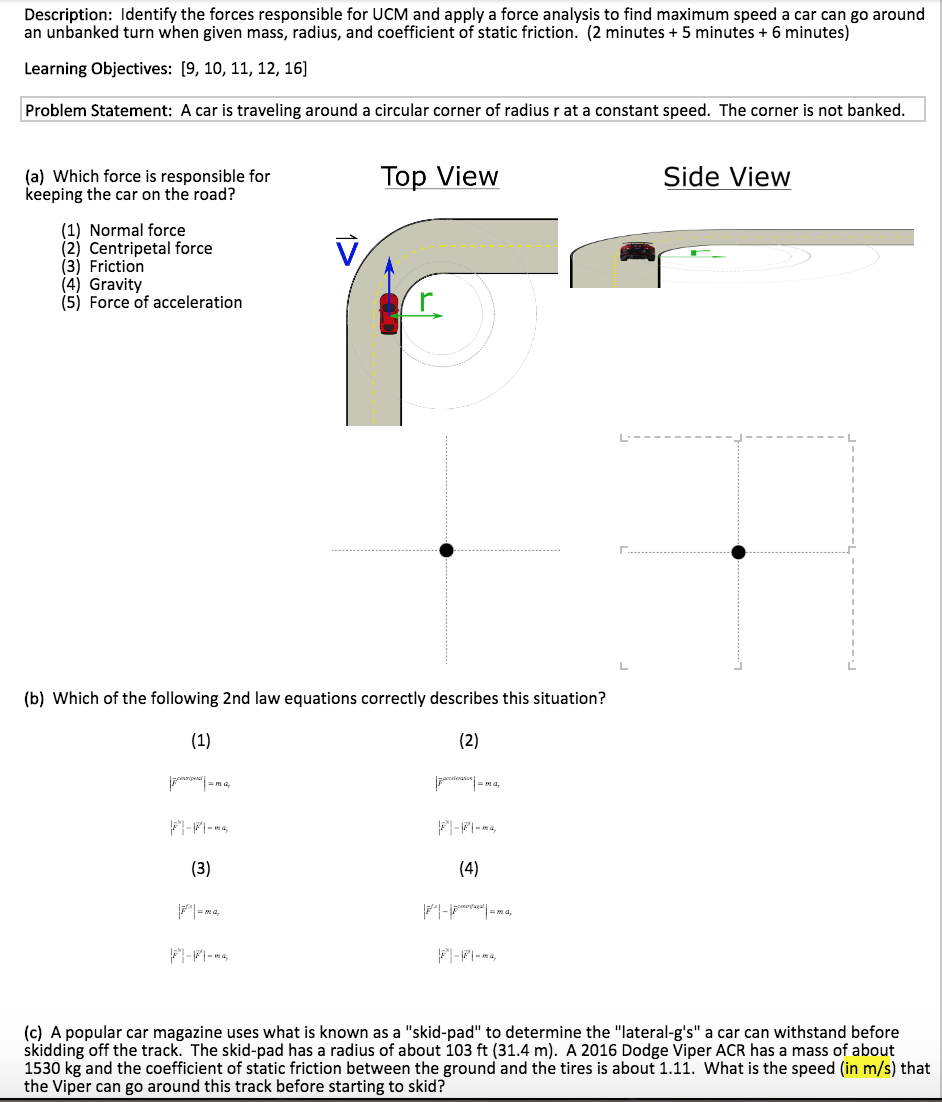 Swerving corners worksheet